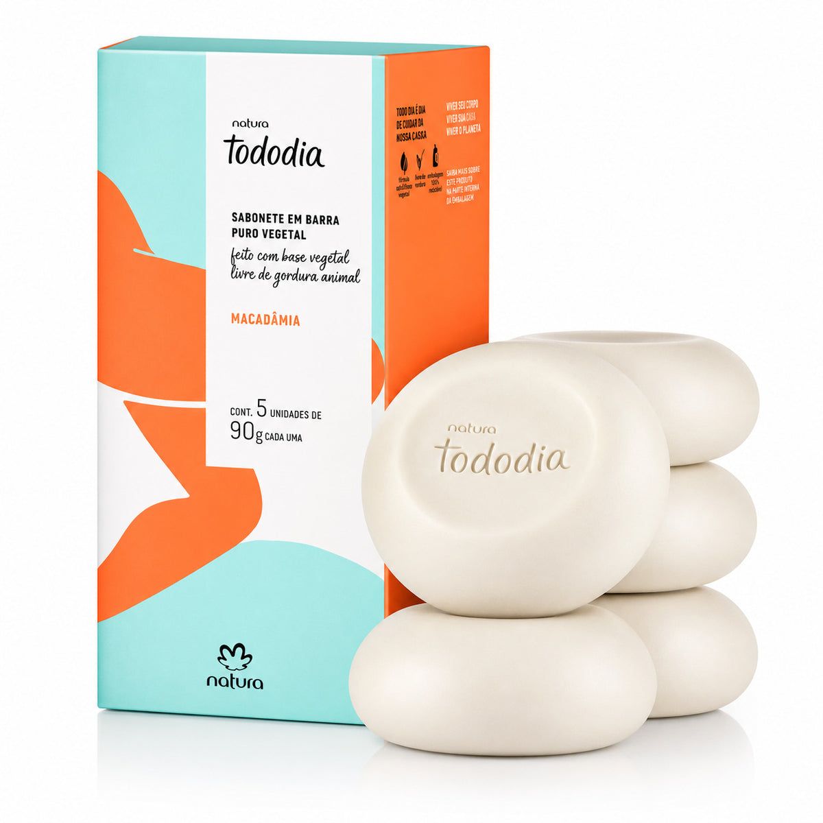 Sabonete Natura Macadâmia TodoDia Puro Vegetal 90g 5Unid